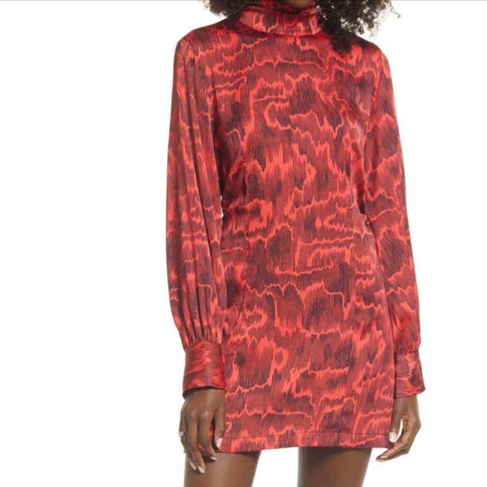 Open edit - open back long sleeve satin minidress